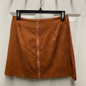 SHEIN Burnt Orange Zip-Front Mini Skirt